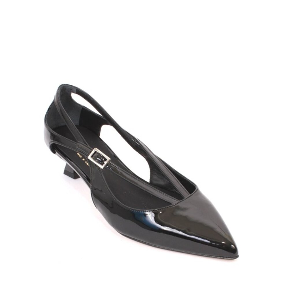 Isabelle 526a Black Leather Stiletto Heels Pointy Toe Pumps